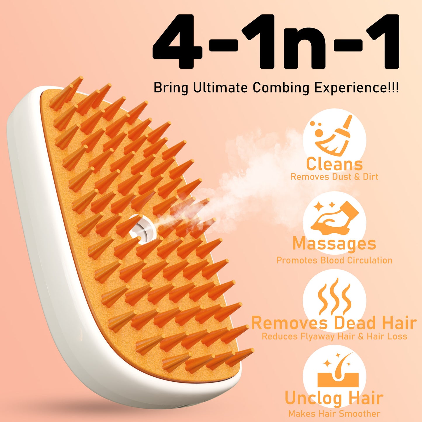 4 In 1 Anti Static Shedding Hair Removal Pet Steam Brush