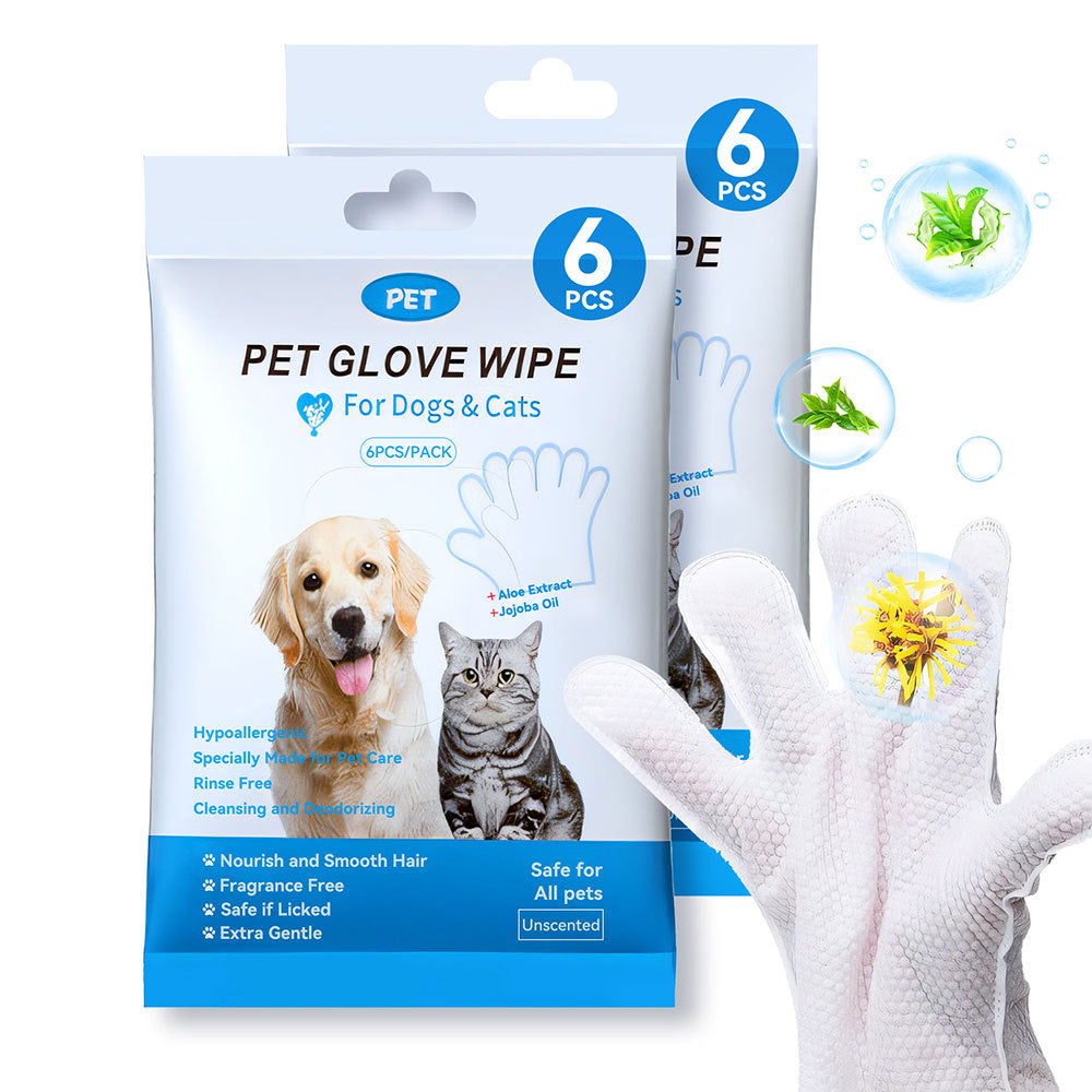 Travel Cleaning Wipes Gloves For Dog And Cat, 6PCS-1PACK