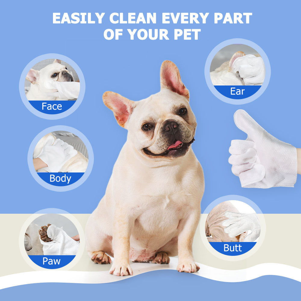 Travel Cleaning Wipes Gloves For Dog And Cat, 6PCS-1PACK