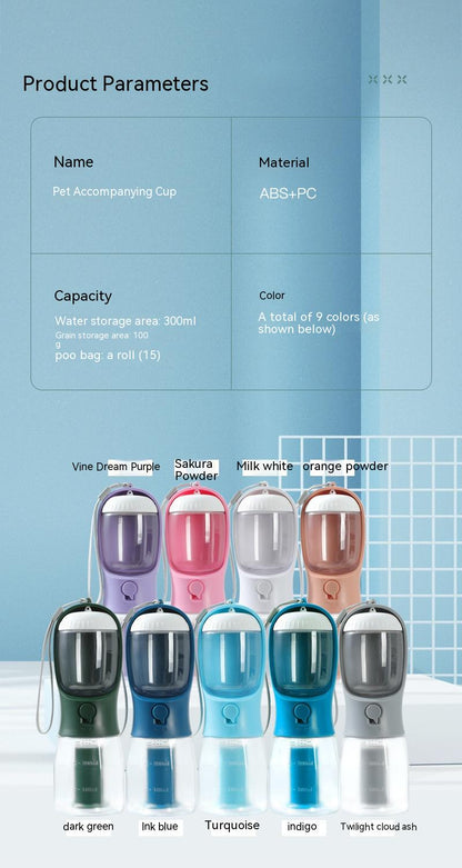 Pet Water Cup Drinking Food Garbage Bag Three-in-one Portable Small Multi-functional