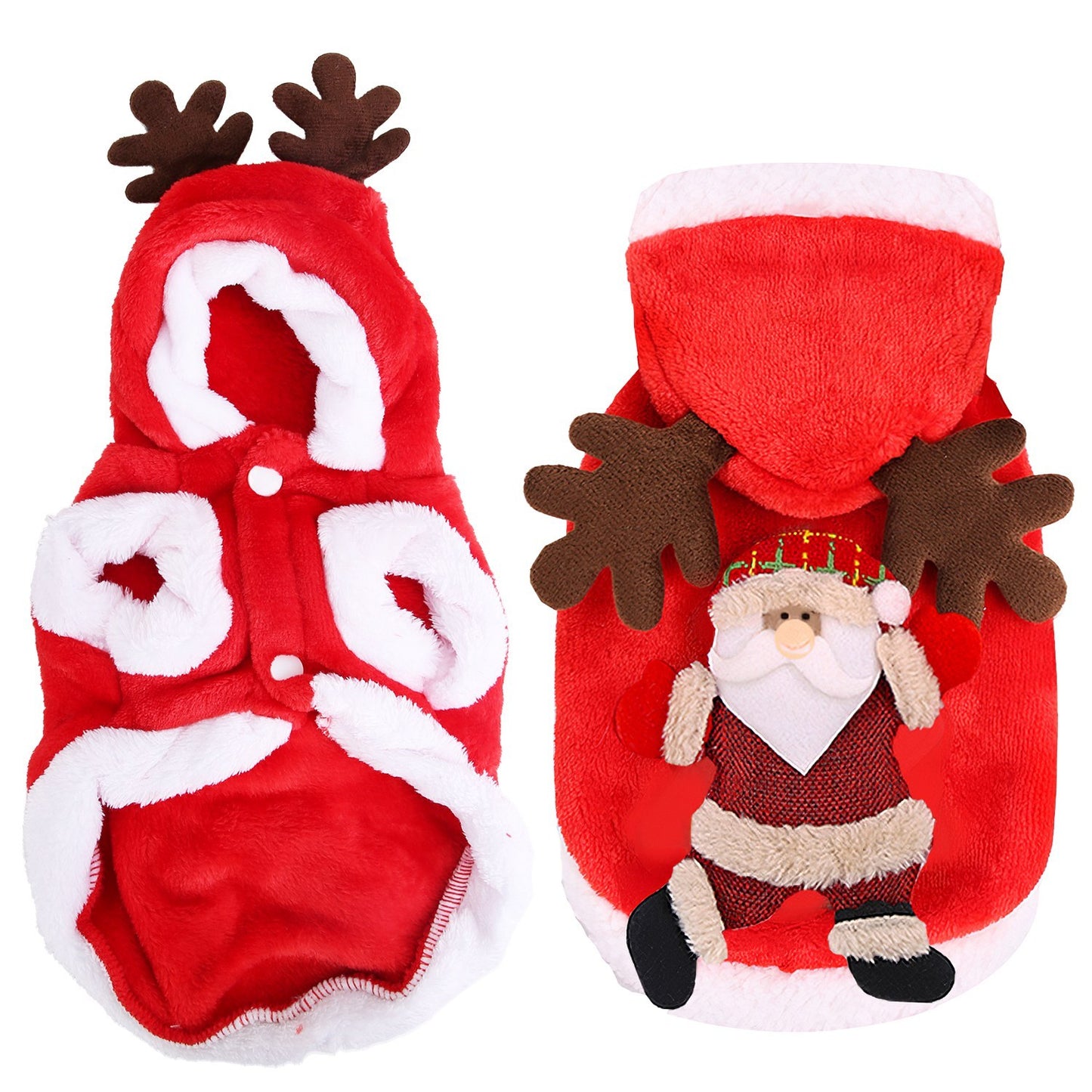 Pet Christmas Clothes Santa Claus Reindeer Antlers Costume