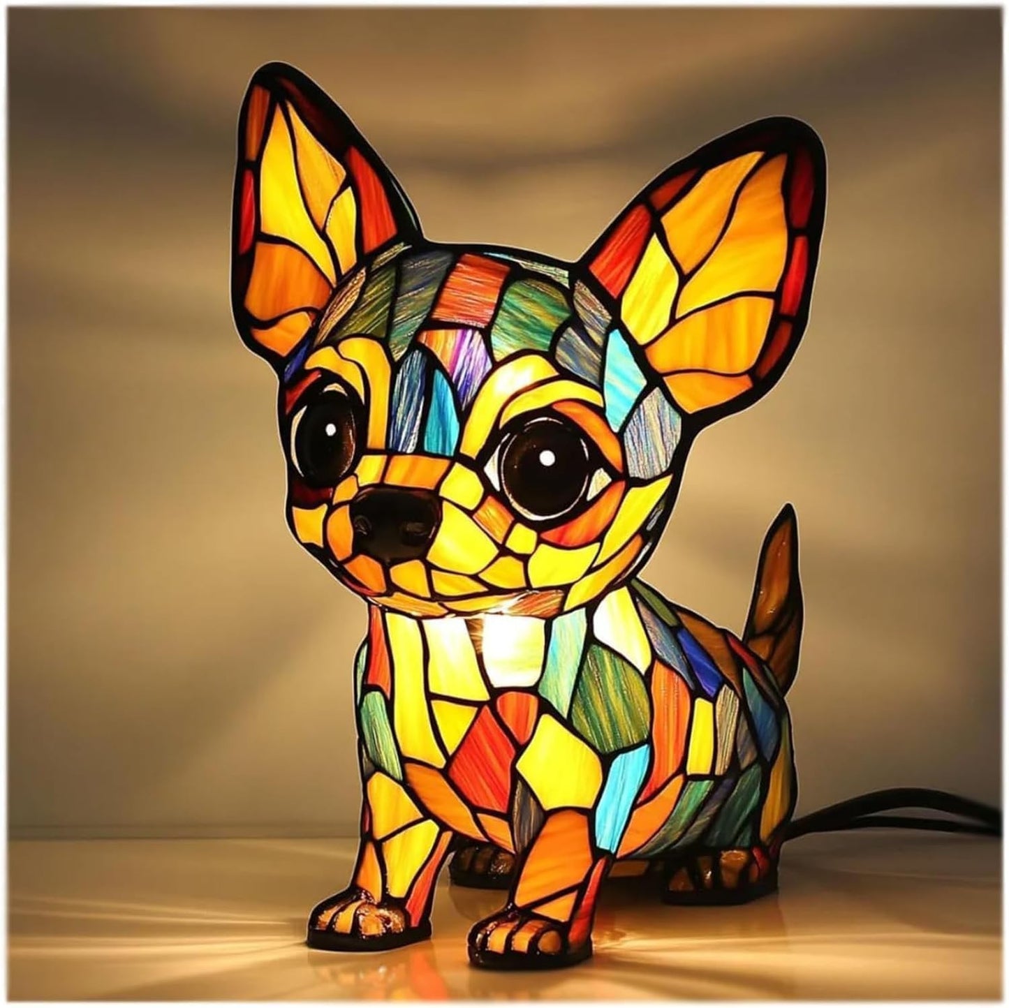 Cute LED Resin Animal Night Light Figurine – Battery Operated Pet-Themed Home Decoration