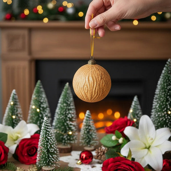 Golden Christmas Glass Ball Ornament – Elegant Holiday Tree Decoration