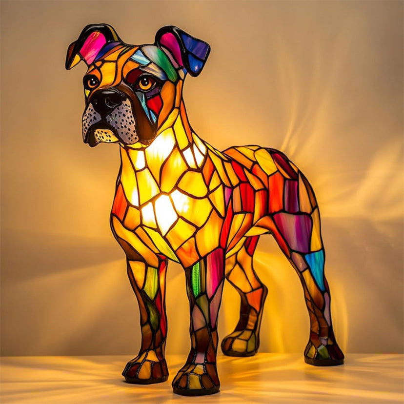 Cute LED Resin Animal Night Light Figurine – Battery Operated Pet-Themed Home Decoration