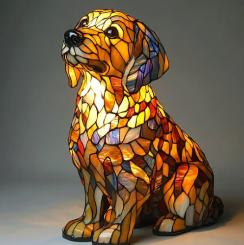 Cute LED Resin Animal Night Light Figurine – Battery Operated Pet-Themed Home Decoration