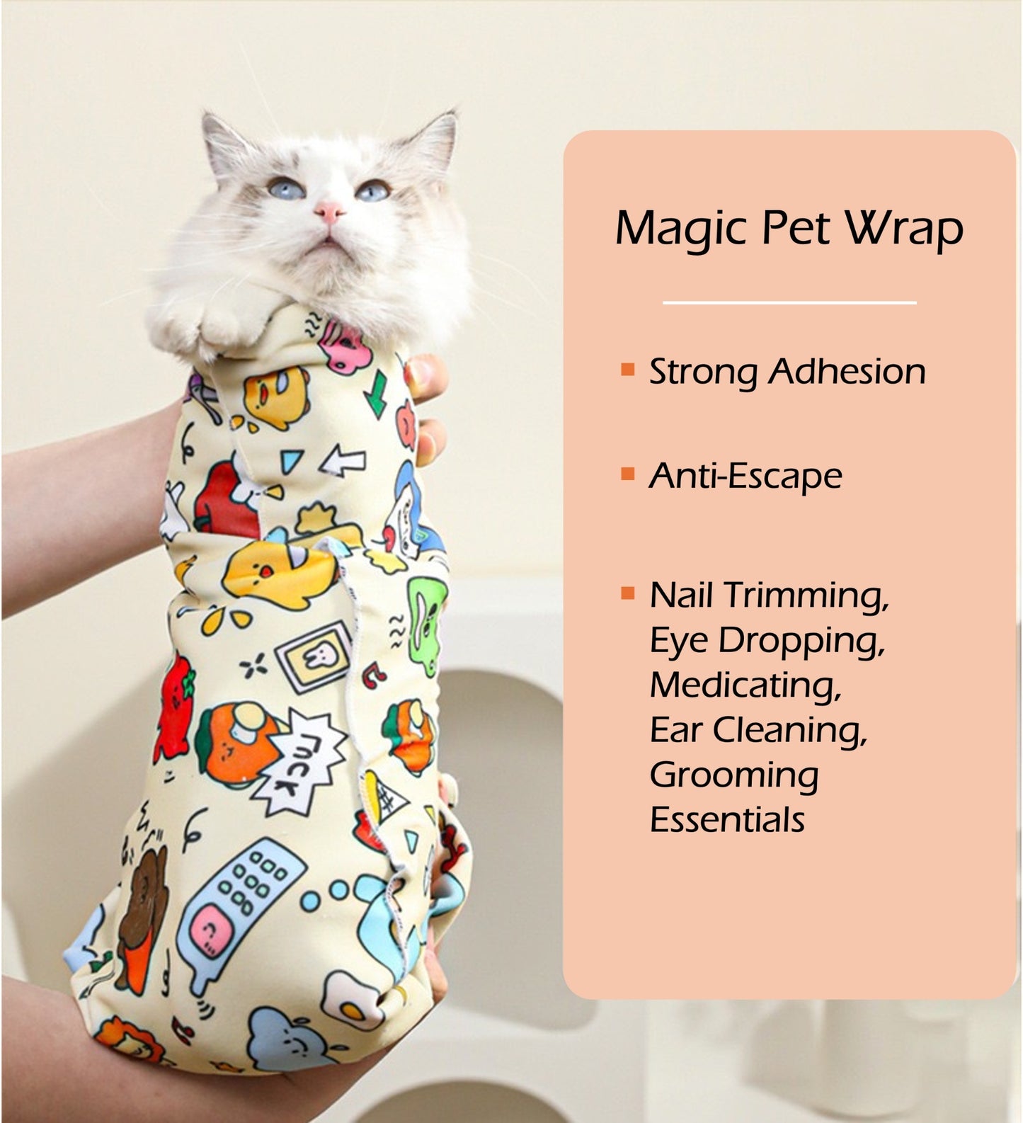 Self-Adhesive Cat Grooming Magical Cloth Wrap