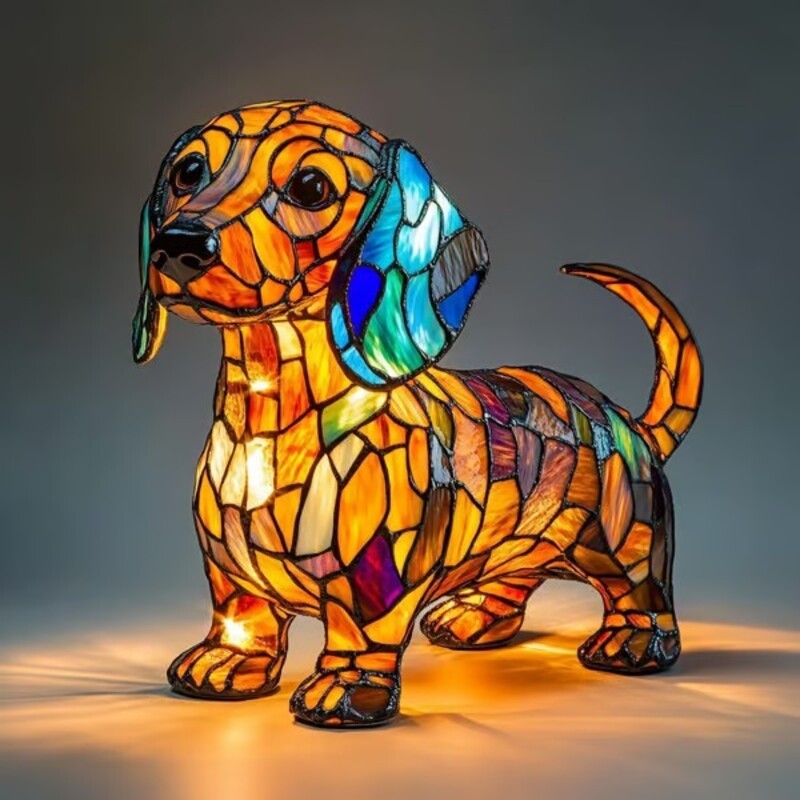 Cute LED Resin Animal Night Light Figurine – Battery Operated Pet-Themed Home Decoration