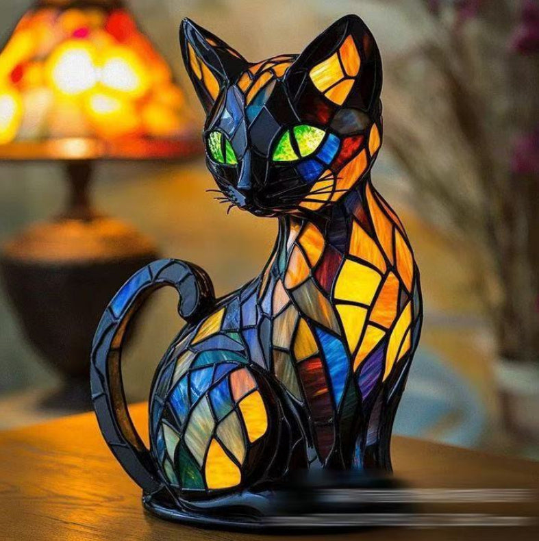 Cute LED Resin Animal Night Light Figurine – Battery Operated Pet-Themed Home Decoration