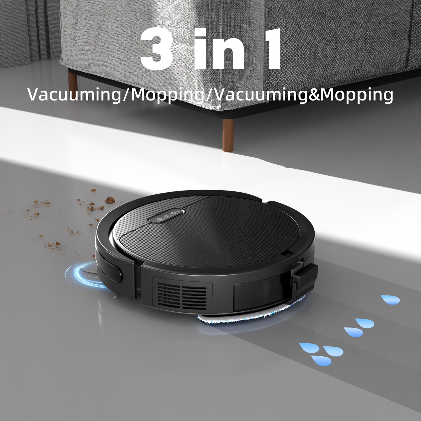 Robot Vacuum And Mop, 3 In 1 Combo Cleaner For Home, 5000Pa Suction, 120 Mins Run Time.