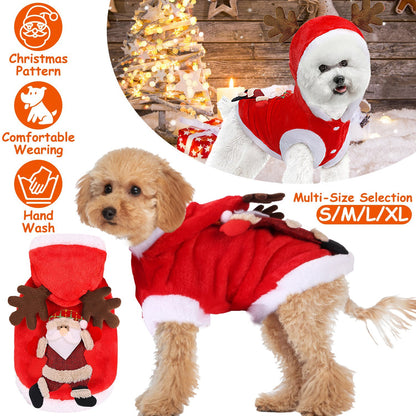 Pet Christmas Clothes Santa Claus Reindeer Antlers Costume