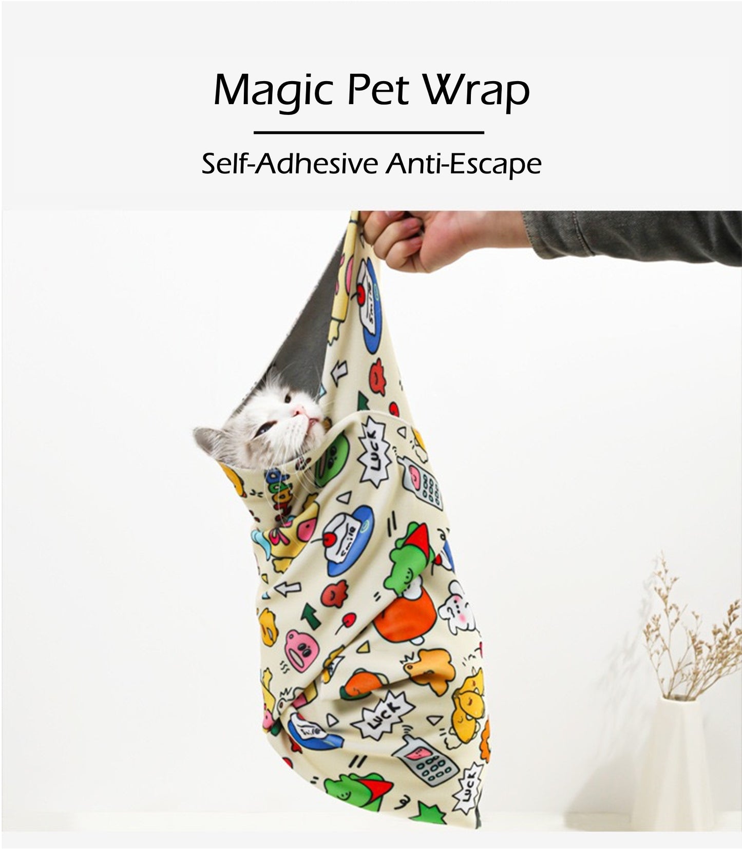 Self-Adhesive Cat Grooming Magical Cloth Wrap