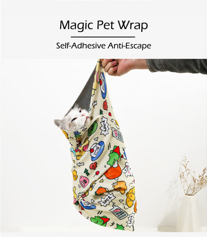 Self-Adhesive Cat Grooming Magical Cloth Wrap