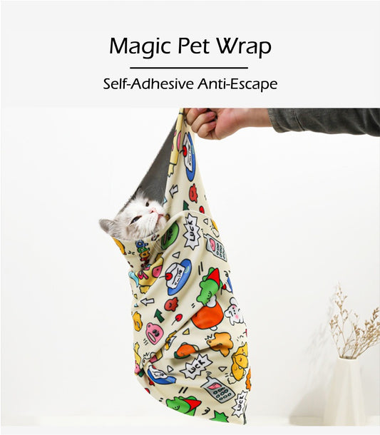 Self-Adhesive Cat Grooming Magical Cloth Wrap